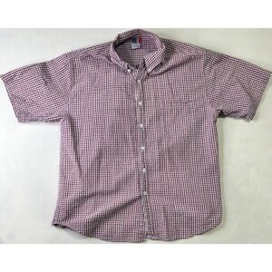 Arizona Jean Co Mens XL Red White Gingham Check Short Sleeve Button Down Shirt